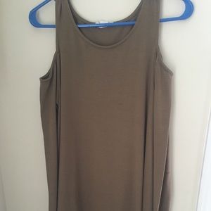Mocha Tan Trapeze cold shoulder dress medium